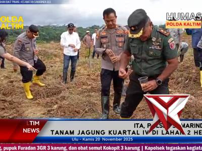 Dukung Program Asta Cita Polsek Samarinda Ulu Tanam Jagung di Lahan 2 Hektare