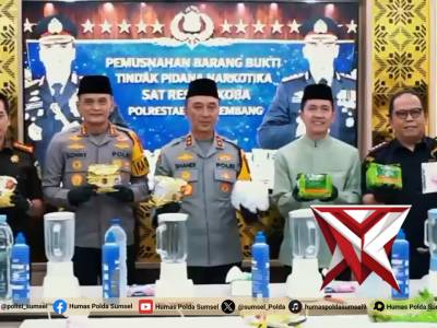 Kapolda Sumsel Pimpin Pemusnahan Barang Bukti, Tegaskan Komitmen Berantas Penyalahgunaan dan Peredar - PoliceTube
