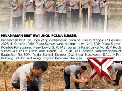 Biro SDM Polda Sumatera Selatan melaksanakan kegiatan penanaman bibit uwi ungu