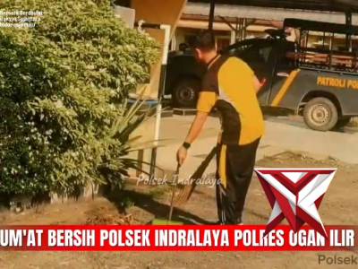 Polsek Indralaya Gelar Korve Bersih - Bersih Mako, Tingkatkan Kualitas Tata Kelola dan Pelayanan - PoliceTube