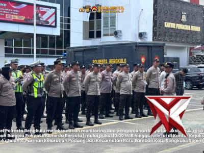 Pengamanan Aksi Unras ABRI-1 di Kejati Bengkulu Berjalan Aman dan Kondusif  Personel Polresta Bengku