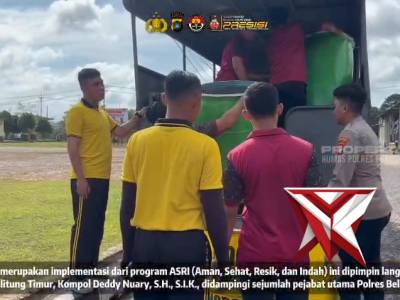 Wujudkan Program ASRI, Polres Belitung Timur Tebar Tong Sampah di Fasilitas Umum Polres Belitung Ti - PoliceTube