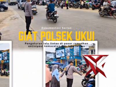 Sore jelang berbuka, Pasar Ramadhan ukui makin ramai. Personil Polsek hadir melaksanakan pengaturan - PoliceTube