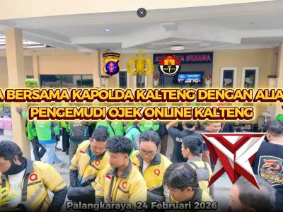 Kapolda Kalteng dengan Aliansi dan Pengemudi Ojek Online Kalteng. - PoliceTube