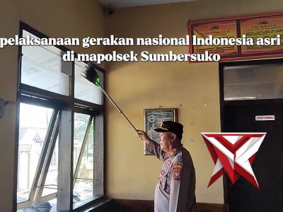 KAPOLSEK SUMBERSUKO DAN BHABINKAMTIBMAS LAKSANAKAN GERAKAN NASIONAL INDONESIA ASRI DI MAPOLSEK SUMBE