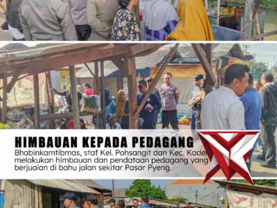 Himbauan kepada pedagang oleh Bhabinkamtibmas beserta staff Kel. Pohsangit dan Kecamatan Kademangan - PoliceTube