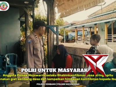 Giat sambang desa dan sampaikan himbauan kamtibmas oleh anggota Polsek Mojowarno - PoliceTube