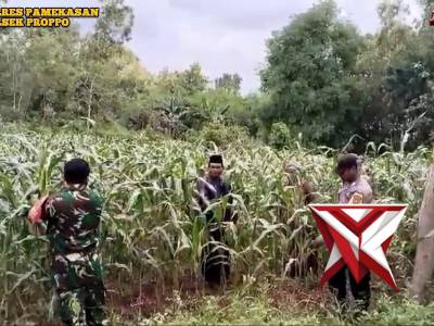 Bhabinkamtibmas Desa Badung cek tanaman jagung bersama Babinsa dan warga binaan - PoliceTube