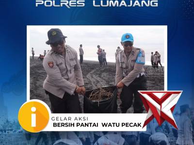 Polres Lumajang Gelar Aksi Bersih Pantai Watu Pecak