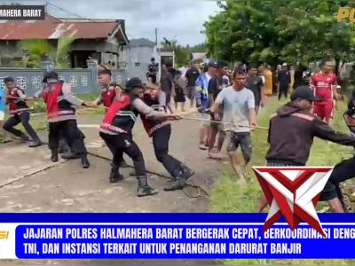 BANJIR RENDAM DESA DI KECAMATAN IBU, POLISI CEPAT EVAKUASI WARGA - PoliceTube