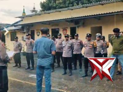 Apel pagi Anggota Polsek Wonoayu dipimpin oleh Kanit Reskrim