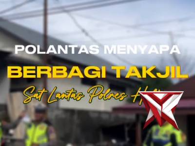 Satlantas polres haltim menyapa, melaksanakan pembagian ta, jil di pengendara