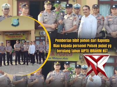 pemberian bibit pohon oleh kapolsek pujud kepada personil polsek pujud - PoliceTube