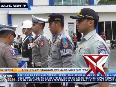 Satlantas Polda Kalsel menggelar Apel gelar pasukan operasi kepolisian kewilayahan keselamatan intan - PoliceTube
