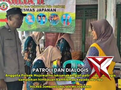 Anggota Polsek Mojowarno laksanakan giat patroli dan sampaikan himbauan kamtibmas kepada ibu-ibu