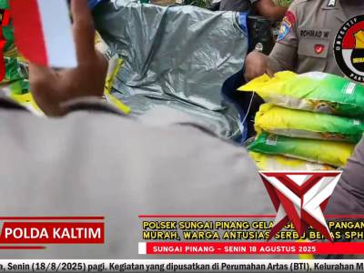 Polsek Sungai Pinang Gelar Gerakan Pangan Murah Warga Antusias Serbu Beras SPHP