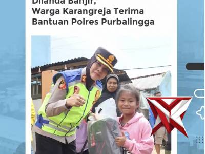 Dilanda Banjir, Warga Karangreja Terima Bantuan Polres Purbalingga