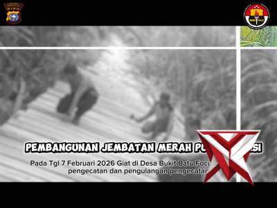 Proses lanjutan pembangunan jembatan Merah Putih Presisi di desa bukit batu