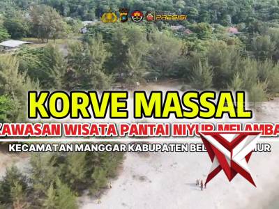 Personel Polres Belitung Timur Bersama Masyarakat Gelar Aksi Bersih-Bersih di Pantai Nyiur Melambai - PoliceTube