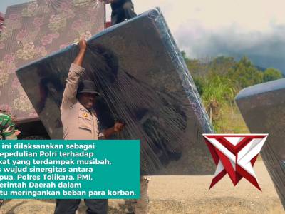 Di Tengah Abu & Luka, Polisi Dampingi PMI dan Pemda Tolikara Hadirkan Harapan Untuk Korban Kebakaran