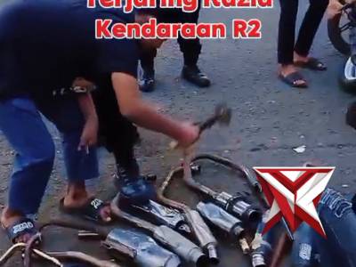 Polsek Ibun melaksanakan razia knalpot brong di wilayah Kecamatan Ibun