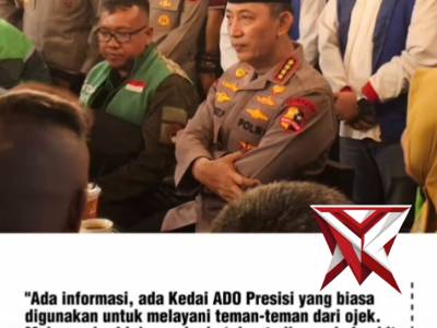 Kapolri Sambangi kedai ado presisi, ngobrol, Serap aspirasi Komunitas ojol palembang