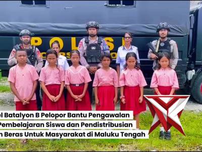 Brimob Polda Maluku Bantu Pengawalan Siswa dan Pendistribusian Bantuan Beras di Maluku Tengah