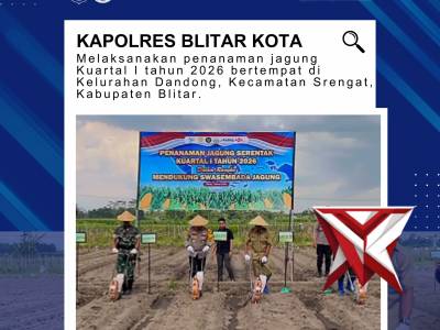 Dukung Ketahanan Pangan, Kapolres Blitar Kota Pimpin Penanaman Jagung
