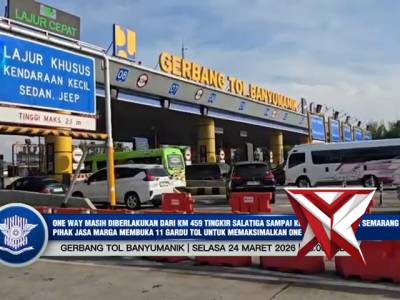 Live Report Situasi Arus Lalu Lintas Pada Arus Balik Gerbang Tol Banyumanik Selasa 24 Maret 2026
