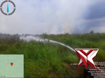 Proses pemadaman dn pendinginan karhutla  di Wil kab. Batola