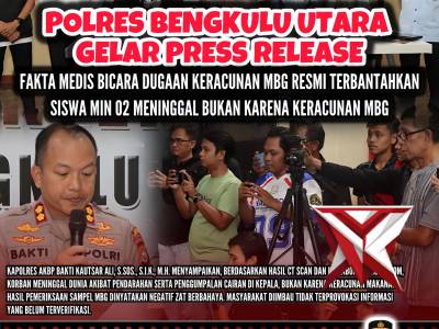 Polres Bengkulu Utara Gelar press release :Siswa MIN 02 meninggal bukan karena MBG - PoliceTube