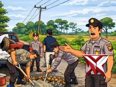 Perbaikan jalan polsek stl uulu terawas