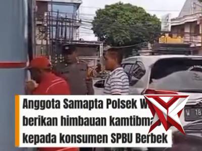 Anggota samapta Polsek Waru patroli ke SPBU Berbek