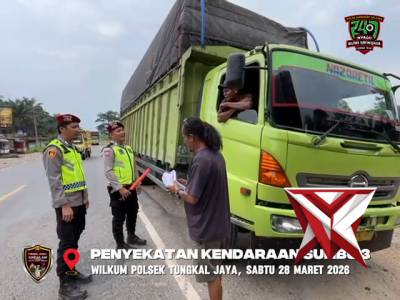 11. Giat penyekatan & pengandangan kendaraan sumbu 3 polsek tungkal jaya