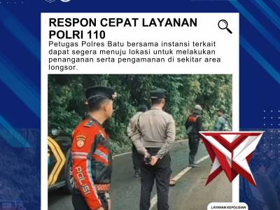 Respon Cepat 110, Polres Batu Tangani Tanah Longsor di Kawasan Payung 2 - PoliceTube