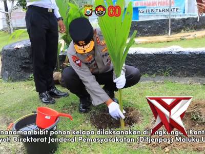 Sinergi Wujudkan Ketahanan Pangan, Kapolda Malut Hadiri Penanaman 1.000 Pohon Kelapa