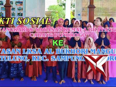 BAKSOS KUNJUNGAN IBU KETUA BHAYANGKARI CAB. PONOROGO KE YAYASAN LKSA AL BUKHORI DS. TULUNG