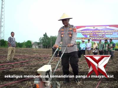 Polres OKI bersama jajaran Forkopimda OKI melaksanakan kegiatan penanaman jagung serentak Kuartal 1