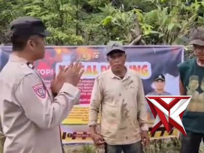 Polsek Babat Toman (Polres Muba) melalui personil BKPM nya melakukan imbauan STOP ILLEGAL DRILLING - PoliceTube