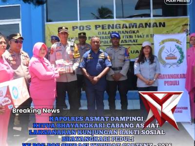 Kapolres Asmat Dampingi Ketua Bhayangkari Cabang Asmat Laksanakan Kunjungan Bakti Sosial Bhayangkari