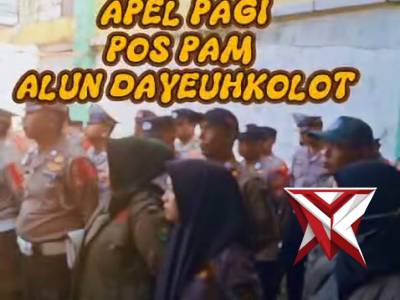 Personel Pos Pam Alun-alun Dayeuhkolot melaksanakan apel pagi sebagai bagian dari pengecekan - PoliceTube