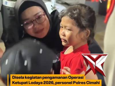 Suasana riuh Operasi Ketupat Lodaya 2026 di kawasan Alun-Alun Kota Cimahi mendadak haru di tengah ra