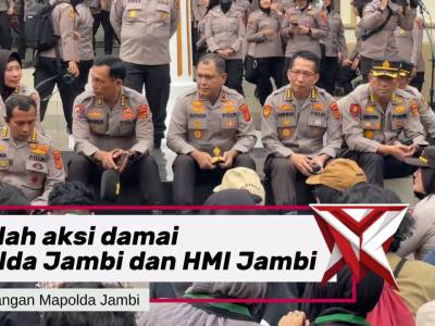 SAMBUT BAIK AKSI DAMAI DI POLDA JAMBI, POLISI AJAK MAHASISWA BERGANDENG TANGAN JAGA KAMTIBMAS