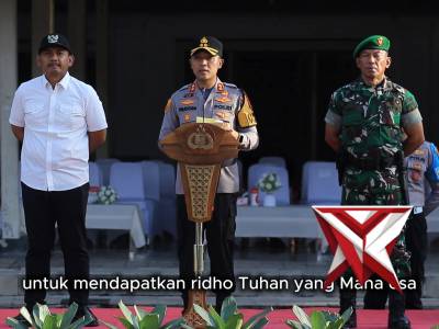 Polres Ngawi menggelar Apel Gelar Pasukan Operasi Kepolisian Terpusat Ketupat Semeru 2026