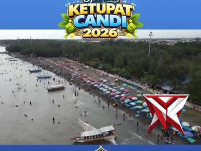 Himbauan kepada pengunjung agar menjaga jarak aman