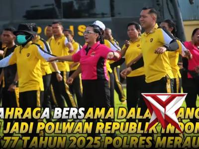 OLAHRAGA BERSAMA DALAM RANGKA HARI JADI POLWAN REPUBLIK INDONESIA KE 77 TAHUN POLRES MERAUKE