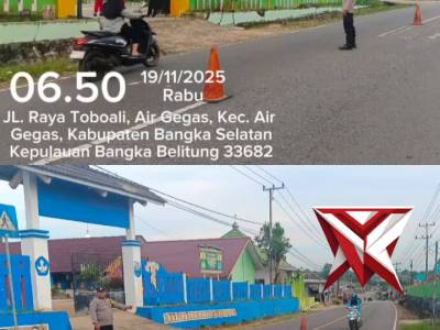 Giat Anggota Polsek Airgegas Melaksanakan Pengaturan Pagi Di Wilkum Airgegas