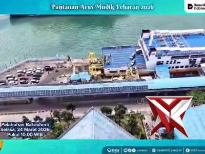 Live Report Pelabuhan Bakauheni via Drone Selasa, 24 Maret 2026 Pukul 10.00 WIB