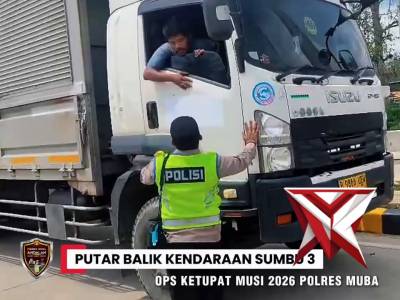Putar Balik Kendaraan Sumbu 3 Ops Ketupat Musi 2026 Polres Muba