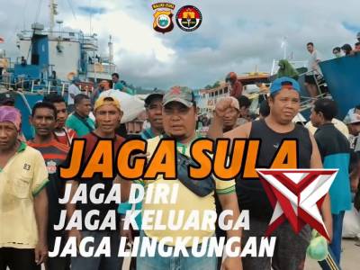 BURUH TKBM PELABUHAN SANANA IKUT DUKUNG PROGRAM JAGA SULA UNTUK MEMBRANTAS MIRAS ILEGAL